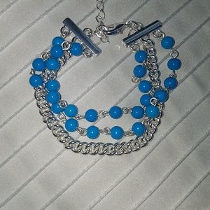 Silver and blue bracelet
